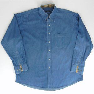 BURBERRY London Men's Blue Chambray Shirt XL Nova